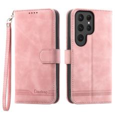 DIERFENG - DIERFENG DF-03 Pl&aring;nboksfodral f&ouml;r Samsung Galaxy S24 Ultra - Konstl&auml;der - Rosa