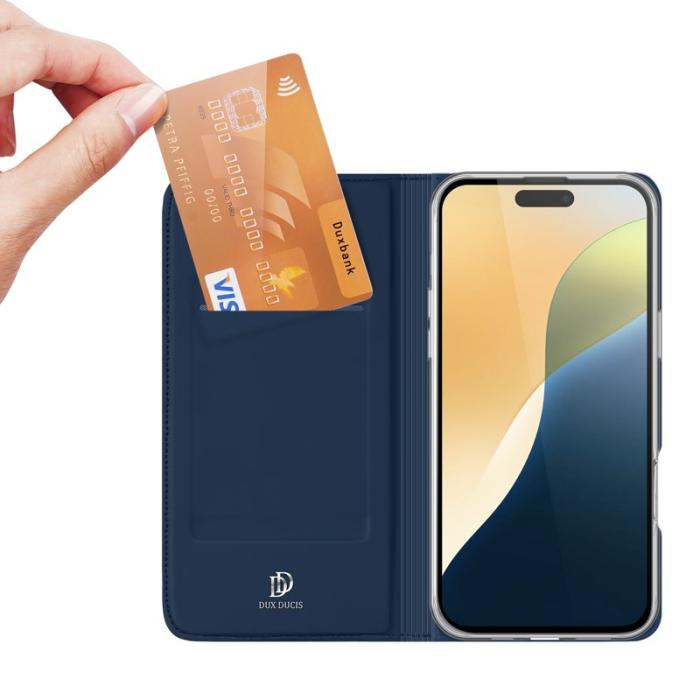 Dux Ducis - DUX DUCIS Skin Pro Series iPhone 16 Plus Fodral KonstLäder - Blå