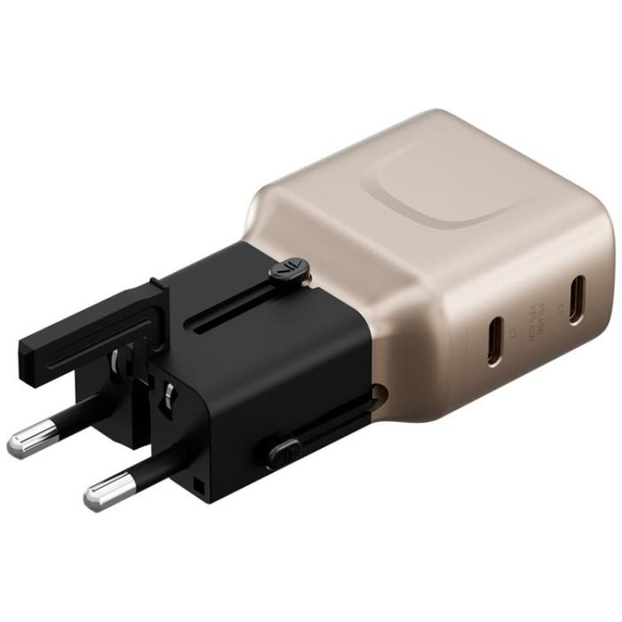 ENERGEA - Energea Snabbladdare 45W 2xUSB-C TravelGo - Guldsvart