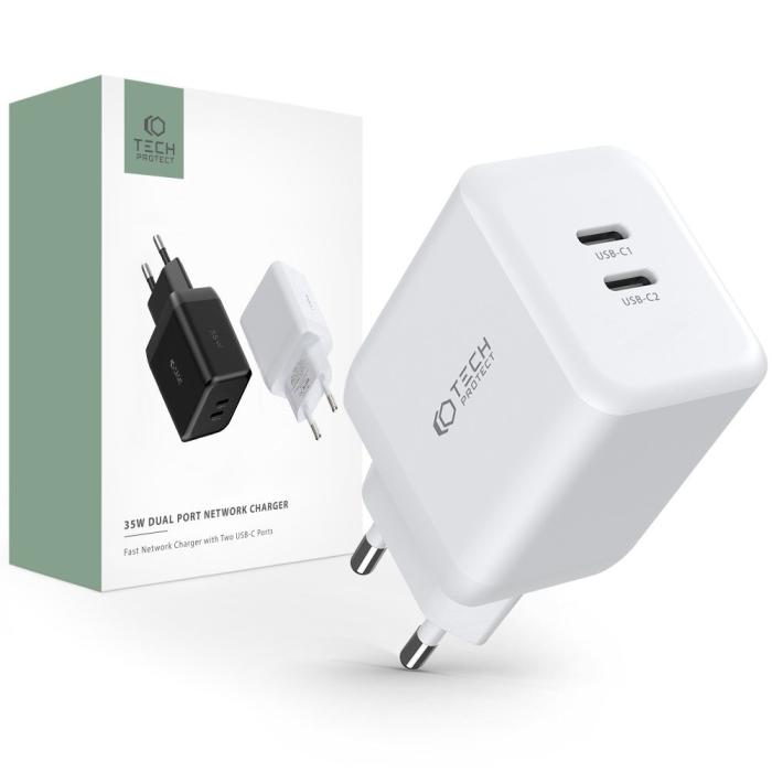 UTGATT - Tech-Protect Nätverksladdare C35W 2-Port - Vit