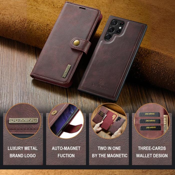 DG.MING - DG.MING Samsung Galaxy S25 Ultra Plånboksfodral Äkta läder Röd