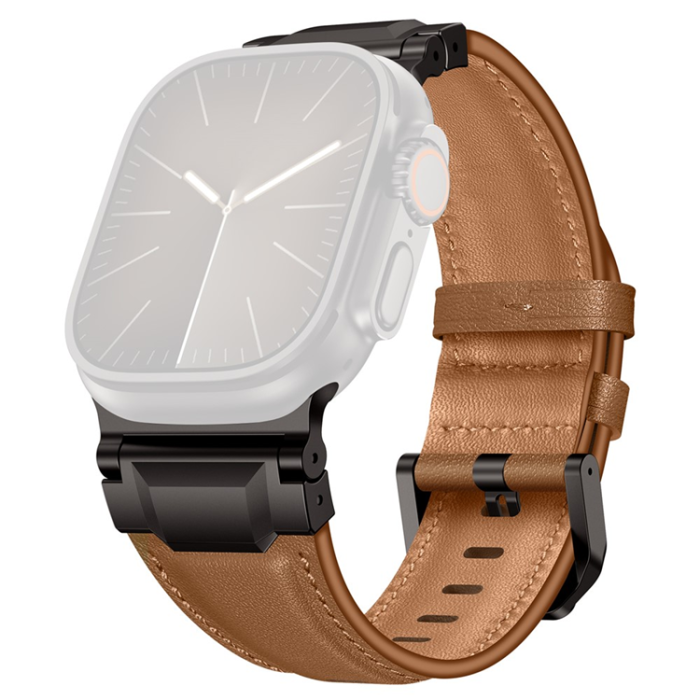 A-One Brand - Apple Watch (42/44/45/46/49mm) Armband Cowhide Läder - Nappa brun