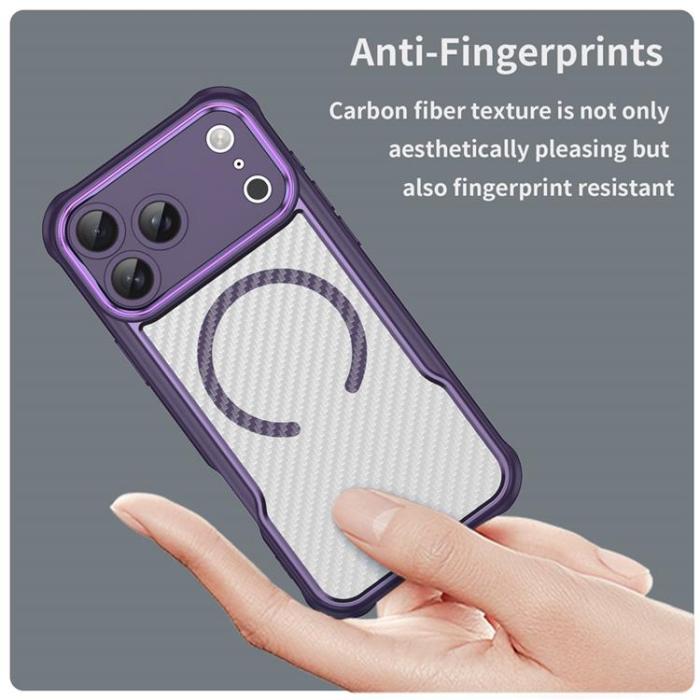 A-One Brand - iPhone 17 Pro Max Mobilskal MagSafe Carbon Fiber - Lila