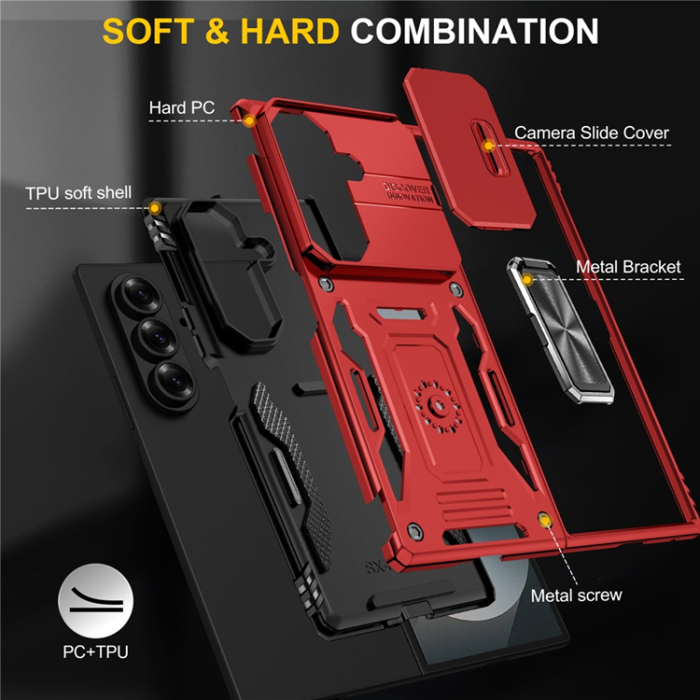 A-One Brand - Galaxy Z Fold7 5G Mobilskal Kickstand Slide - Röd