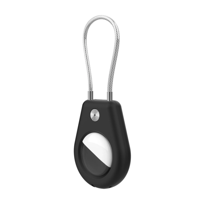 OEM - AirTag Skal med Stålkabel - Svart