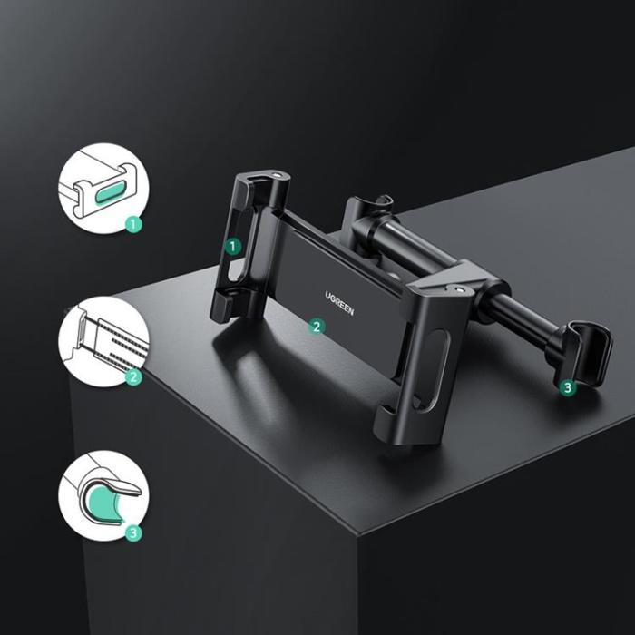 Ugreen - Ugreen Bilhållare För Smartphones/Surfplattor På Nackstödet - Svart