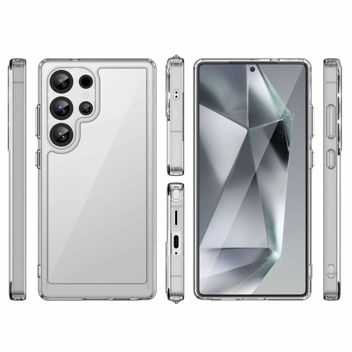 OEM - Galaxy S25 Ultra Mobilskal Outer Space med Ram - Transparent