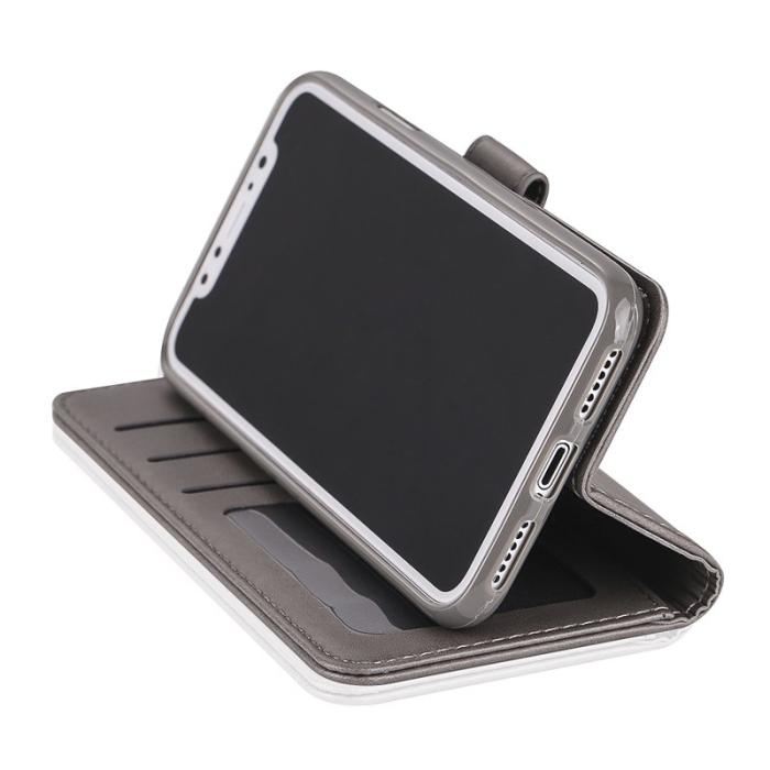 LC.imeeke - LC.IMEEKE Wallet Stand Mobilskal KonstLäder - Grå för iPhone X/10