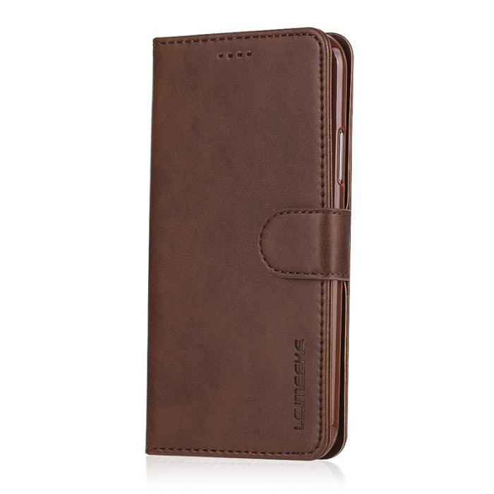 LC.imeeke - LC.IMEEKE Wallet Stand Mobilskal KonstLäder - Brun för iPhone X/10