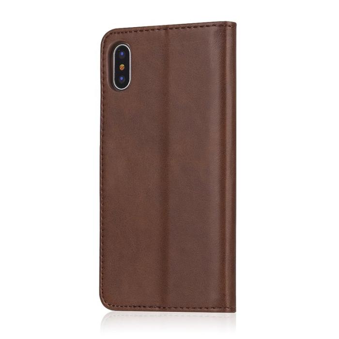 LC.imeeke - LC.IMEEKE Wallet Stand Mobilskal KonstLäder - Brun för iPhone X/10