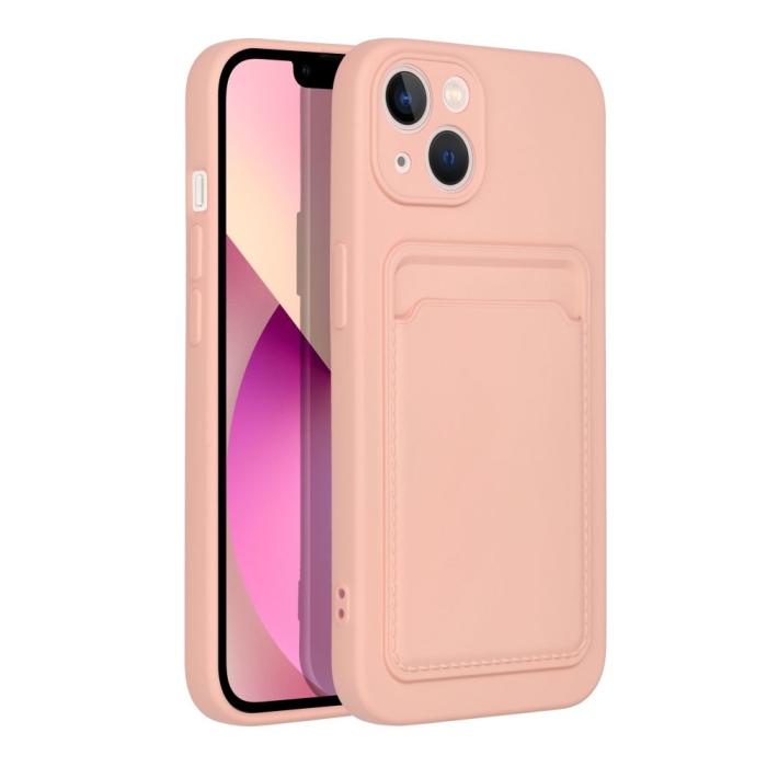 Forcell - Forcell iPhone 14 Skal Korthållare Mjukplast Rosa