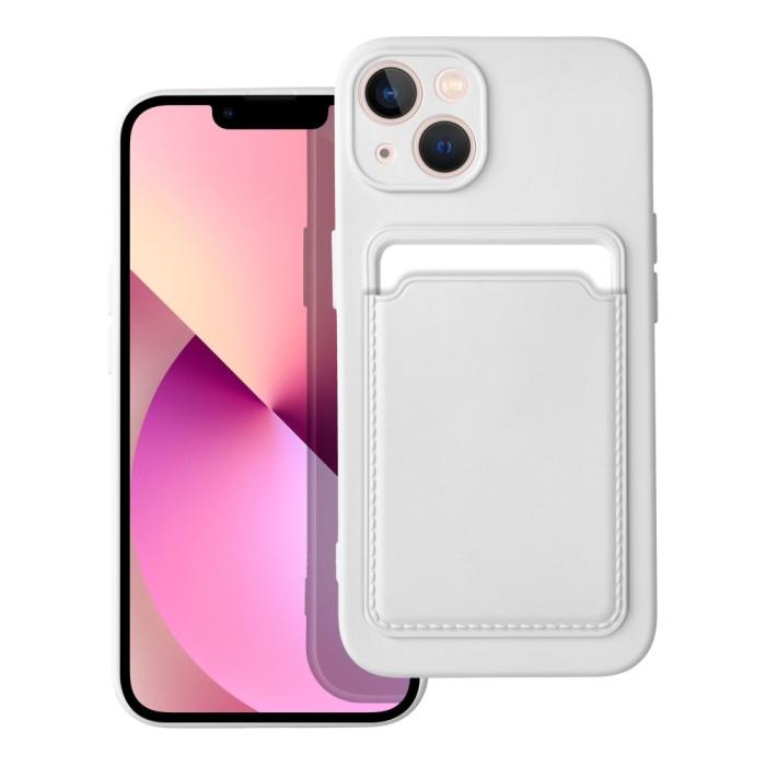 Forcell - Forcell iPhone 14 Skal Korthållare Mjukplast Vit