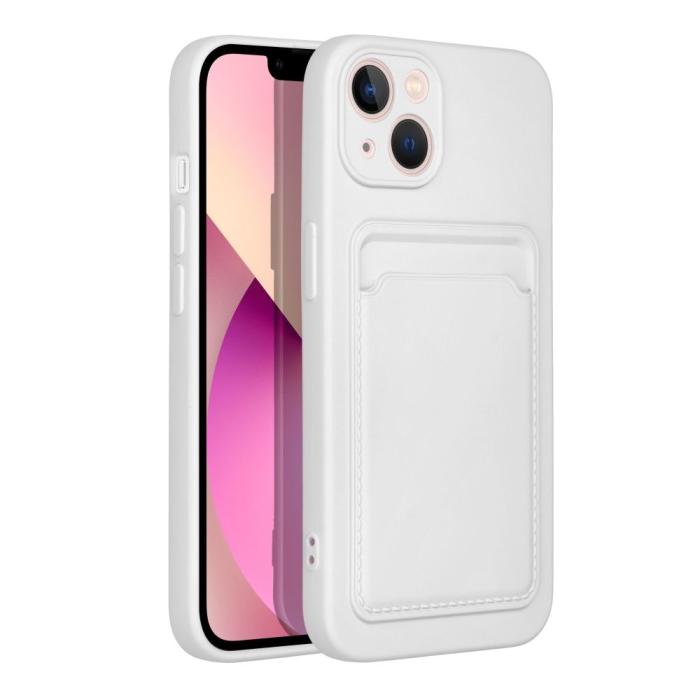 Forcell - Forcell iPhone 14 Skal Korthållare Mjukplast Vit