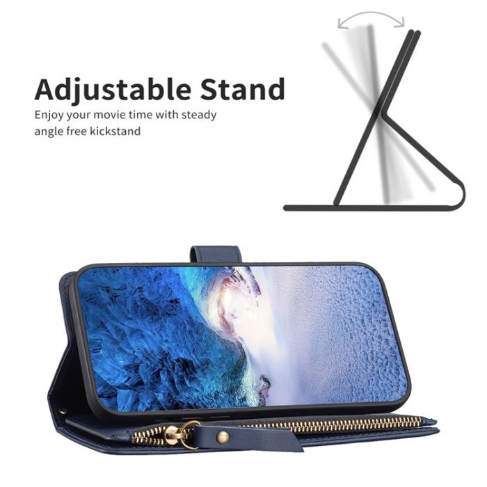 OEM - iPhone 15 Pro Max Plånboksfodral Zipper Flip - Blå