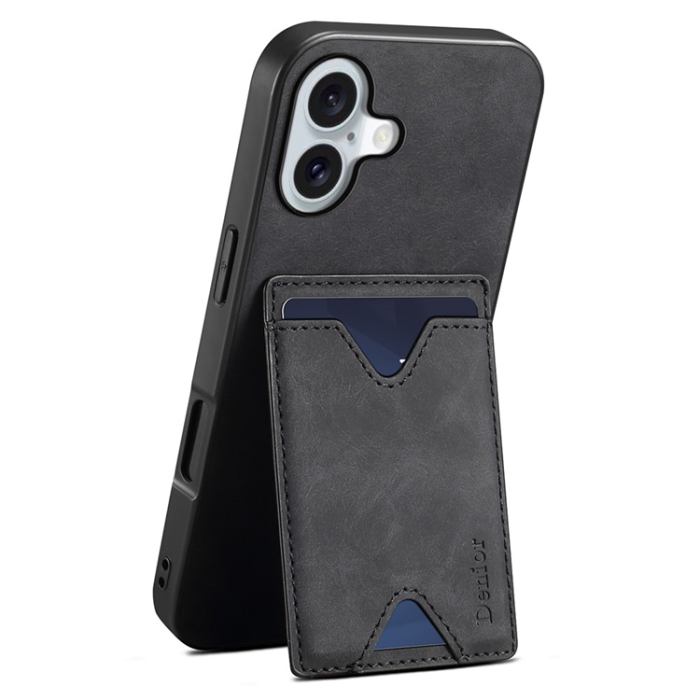 DENIOR - DENIOR iPhone 17 Mobilskal Kickstand Korthållare - Svart