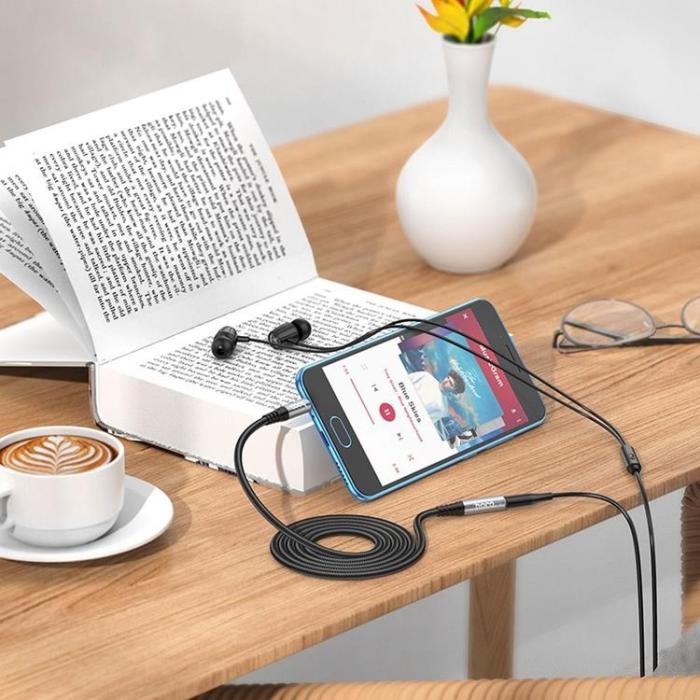 Hoco - Hoco 3.5 mm Ljud Kabel Förlängning Hane Till Hona 1 m - Svart