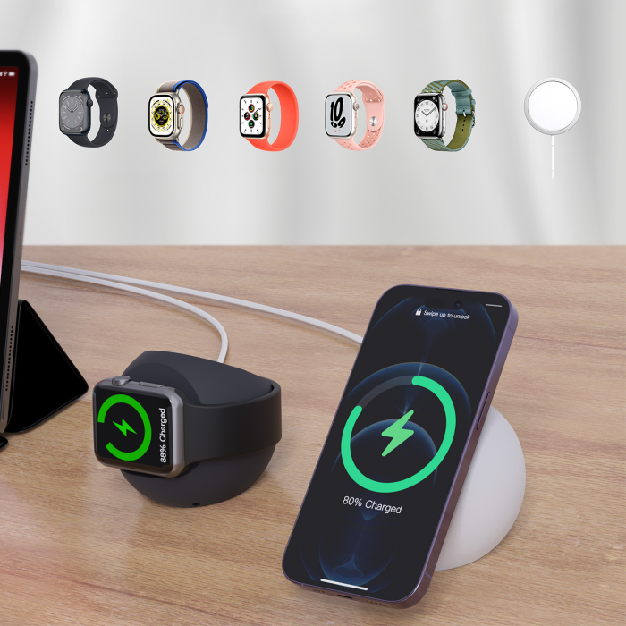 Choetech - Choetech Magsafe Laddningsställ för iPhone/Apple Watch - Rosa