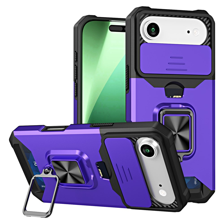 iPhone Air Mobilskal Slide Lens Lid med Kortfack - Lila | 2353 | AlltMobil