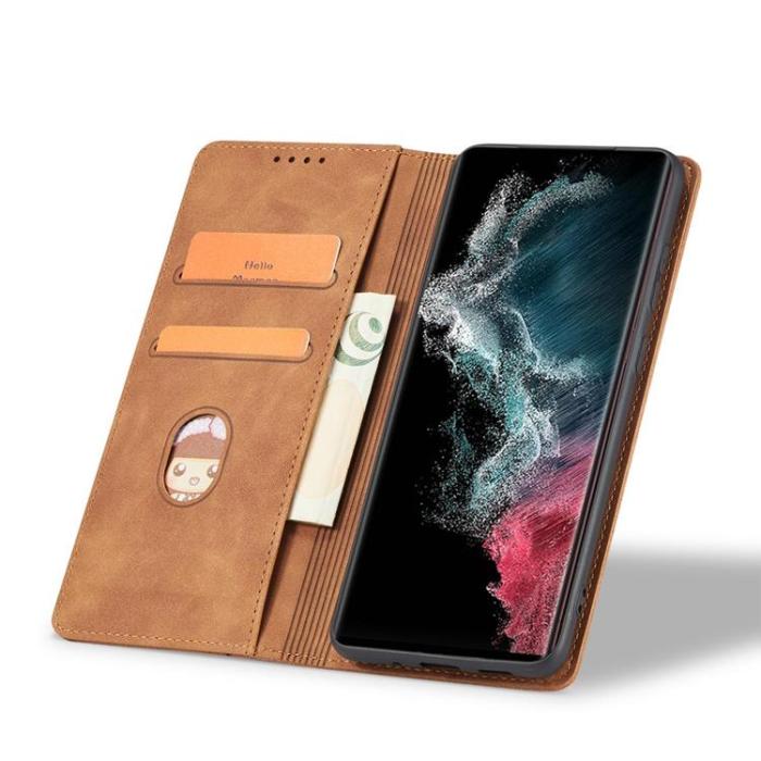 OEM - Galaxy S22 Ultra Plånboksfodral Magnet Fancy - Brun