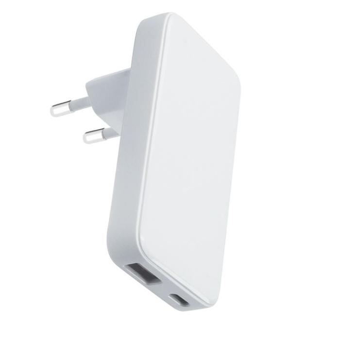 QUALO - QUALO Snabbladdare 45W 1xUSB-A 1xUSB-C GaN Ultra Slim - Vit