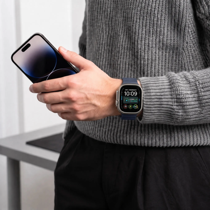 Tech-Protect - Tech-Protect Armband För Apple Watch (44/45/46/49mm) Silikon Line - Atlantic Blå