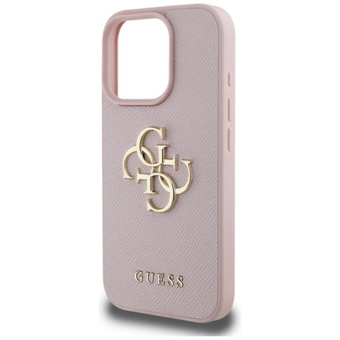 Guess - Guess iPhone 16 Pro Max Mobilskal Grained Big 4G Small Classic Logo - Rosa