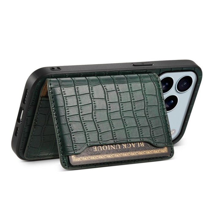 A-One Brand - iPhone 17 Pro Max Mobilskal Korthållare Crocodile - Grön
