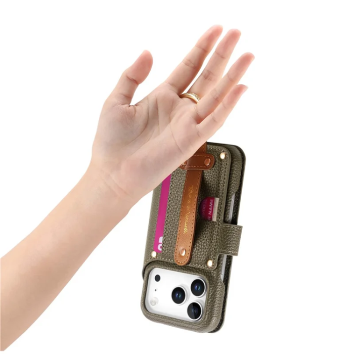 A-One Brand - iPhone 17 Pro Plånboksfodral RFID Blocking Zipper - Grön