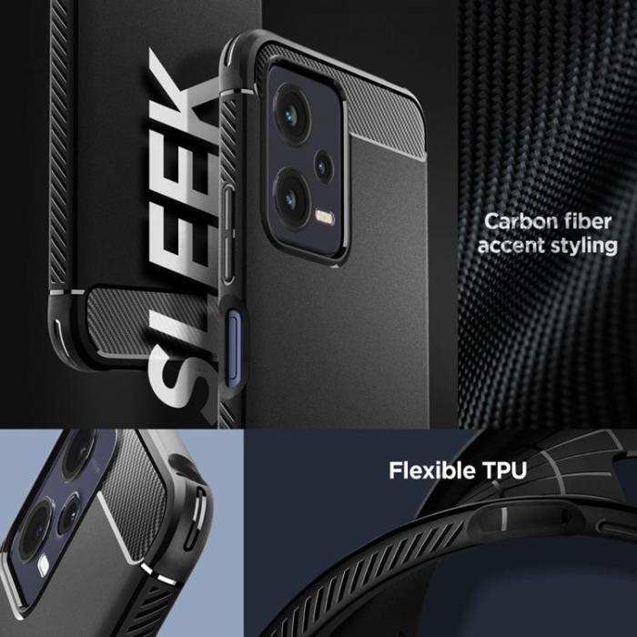 Tech-Protect - Spigen Xiaomi Redmi Note 12 Mobilskal Rugged Armor - Svart