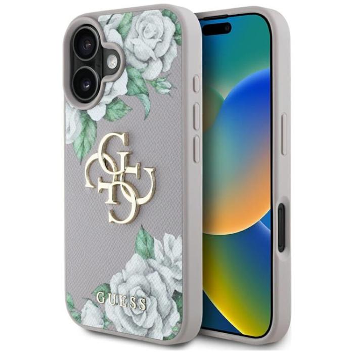 Guess - Guess iPhone 16 Mobilskal Grained Roses Big 4G logo - Lila