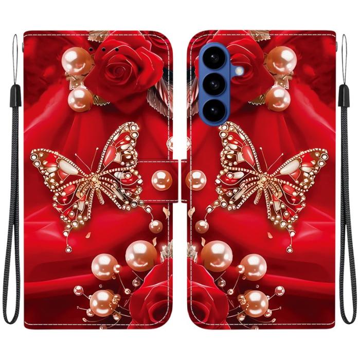 OEM - Samsung Galaxy S26 / S26 Pro Fodral Äkta Läder Ställ - Pearl Butterfly Rose