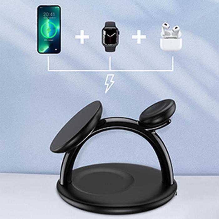 Choetech - Choetech 3-in-1 Trådlös Laddare iPhone, Apple Watch, AirPods - Svart