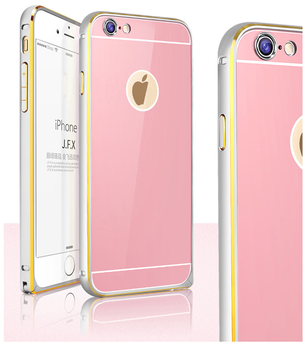 JFX Metallbumper-skal till Apple iPhone 6(S) Plus (Rose Gold - Silver) | 2353 | AlltMobil
