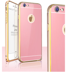 OEM - JFX Metallbumper-skal till iPhone 6 /6S (Rose gold - Gold)