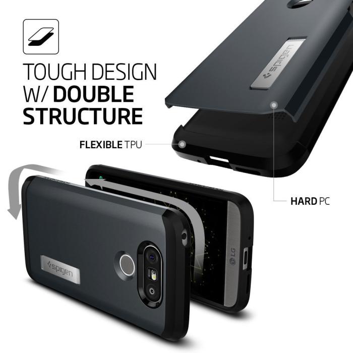 UTGATT5 - SPIGEN Tough Armor Skal till LG G5 - Metal Slate