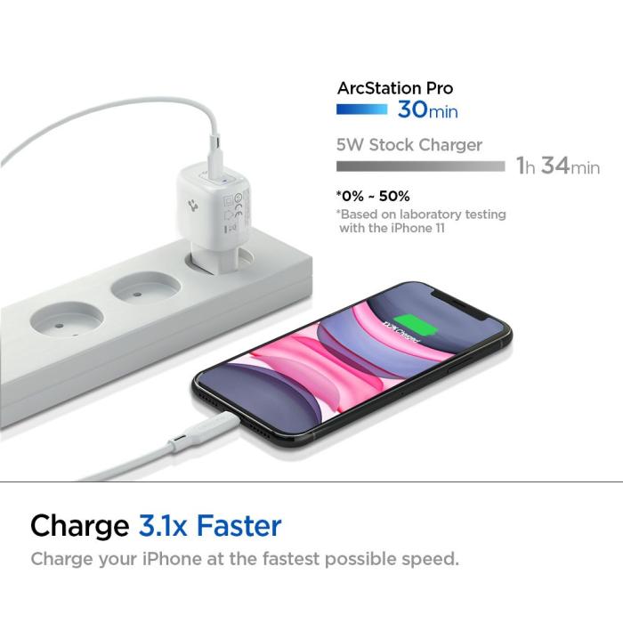 UTGATT1 - Spigen - Powerarc Network Charger 20W/3A - Vit