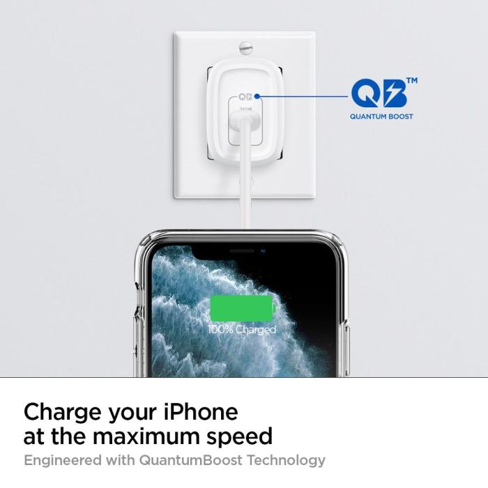 UTGATT1 - Spigen - Powerarc Network Charger 20W/3A - Vit
