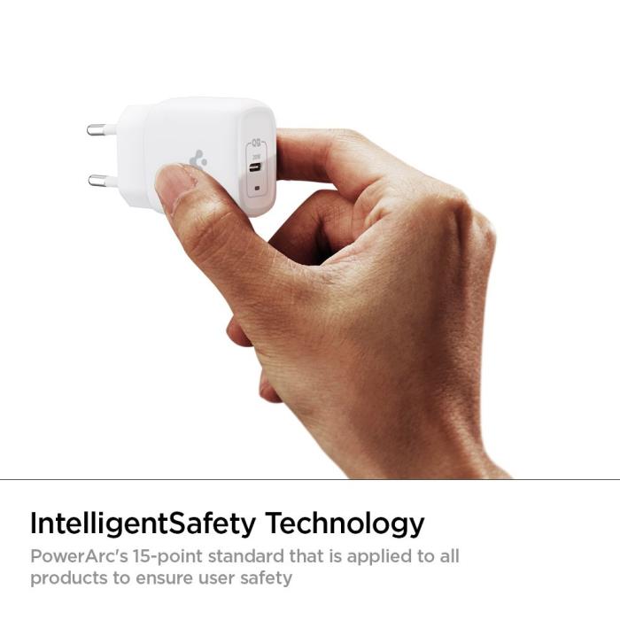 UTGATT1 - Spigen - Powerarc Network Charger 20W/3A - Vit