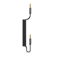 USAMS - USAMS Aux Kabel Jack 3.5mm till 3.5mm 1.2m Spring - Svart