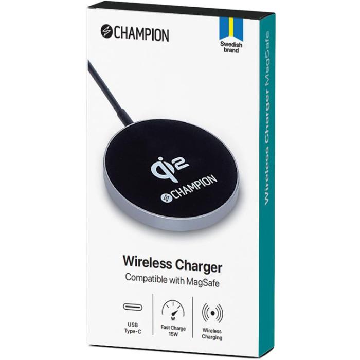 Champion - Champion QI2 Trådlös laddare 15W - Svart