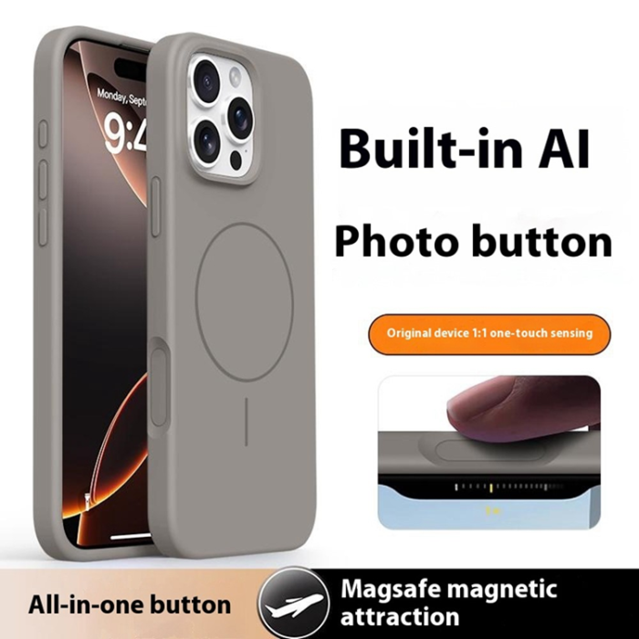 A-One Brand - iPhone 16 Pro Mobilskal MagSafe Liquid Silikon Microfiber - Mörkgrå