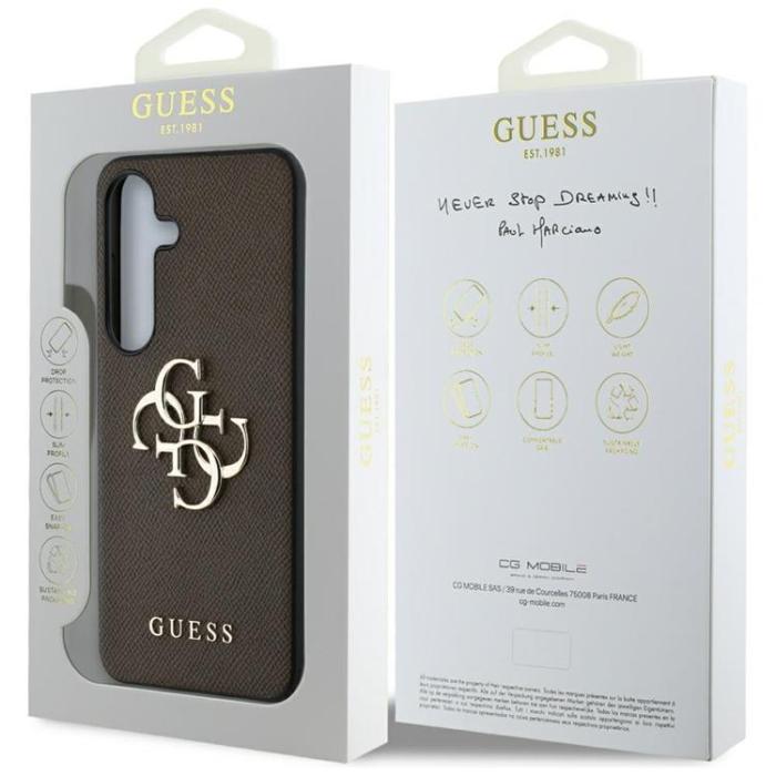 Guess - Guess Galaxy S25 Plus Mobilskal Grained Big 4G Logo Small Classic - Brun