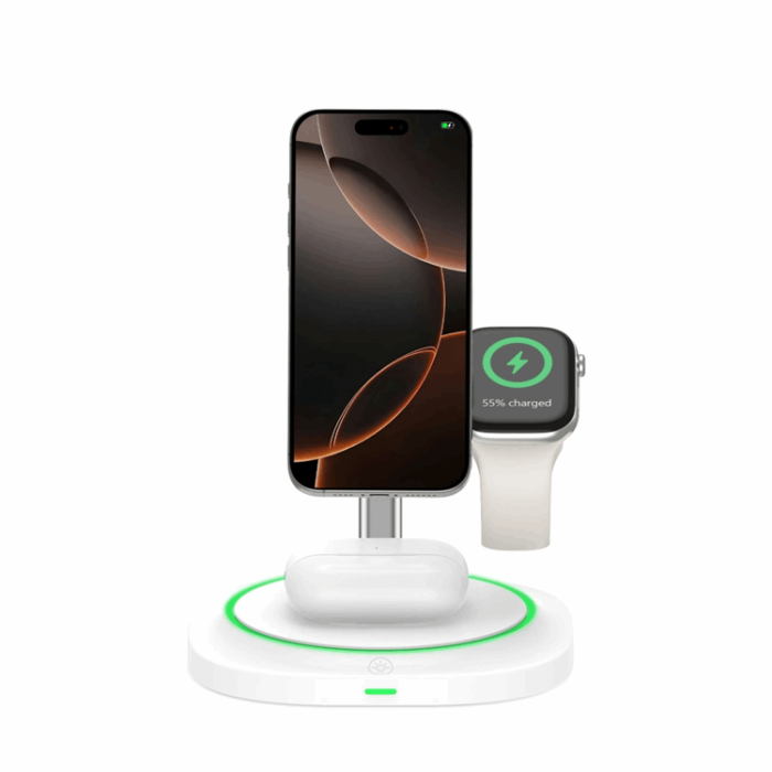 Tech-Protect - 3-in-1 Magsafe Trådlös Laddare iPhone, Apple Watch, AirPods Qi 15W