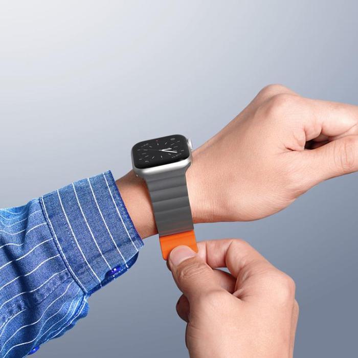 UTGATT5 - Dux Ducis Apple Watch 4/5/6/7/SE/Ultra (42/44/45/49mm) - Grå/Orange
