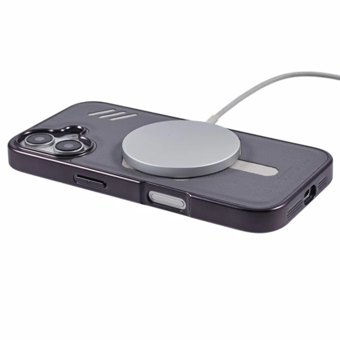KIGC - KIGC iPhone 16 Mobilskal Magsafe Läder - Grå