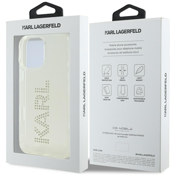 KARL LAGERFELD - Karl Lagerfeld iPhone 16 Pro Mobilskal Rhinestones Logo - Transparent