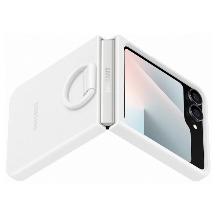 Samsung - Samsung Galaxy Z Flip 7 FE Mobilskal Silikon Ringhållare - Vit