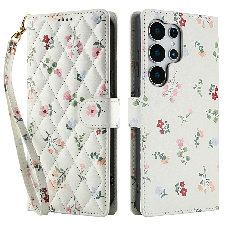 Galaxy S25 Ultra Plånboksfodral Rhombic Floral A1 | 2353 | AlltMobil