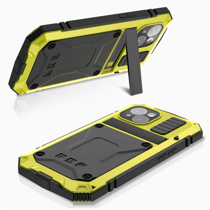 R-JUST - R-JUST iPhone 15 Plus Mobilskal med Härdat Glas - Gul