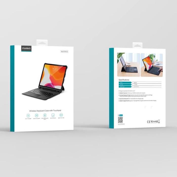 Choetech - Choetech iPad Pro 12.9' 2020/2021 Tangentbords Fodral Trådlöst Bluetooth - Svart